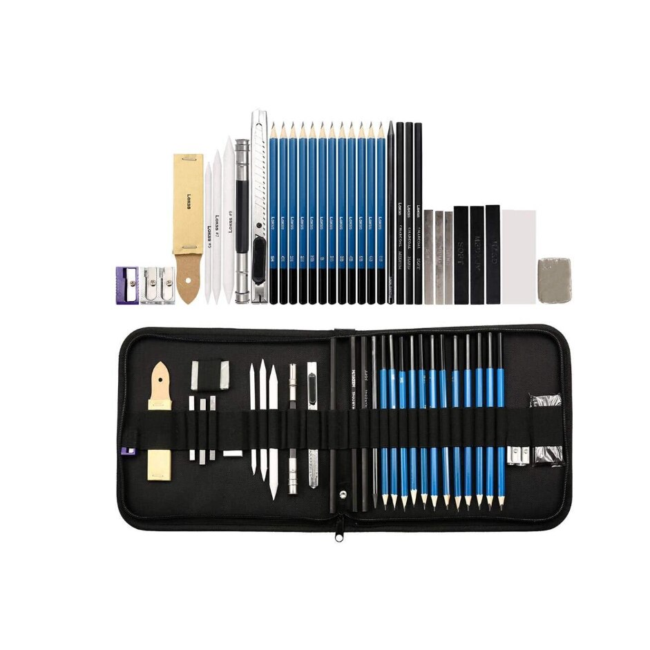 Set de desen, AT PERFORMANCE, Creioane H&B Sketch, Carbune, Grafit, Accesorii, penar practic